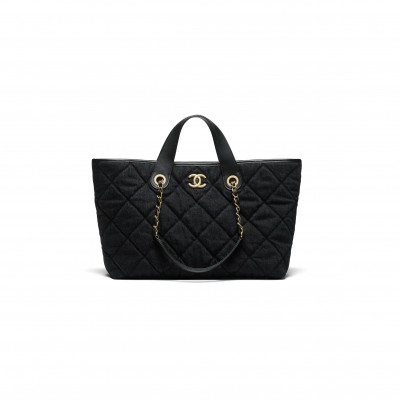 CHANEL MASTER SHOPPING BAG WASHED DENIM GOLD-TONE METAL (44*26*13cm) 